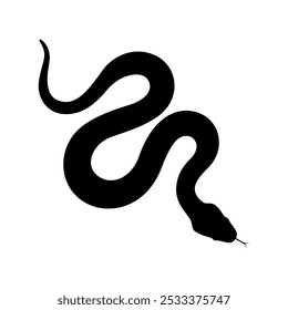 Icono gráfico de serpiente. Signo negro de la serpiente aislado en el fondo blanco. Ilustración vectorial