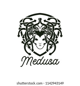 snake hair or medusa logo for your business, vector illustration