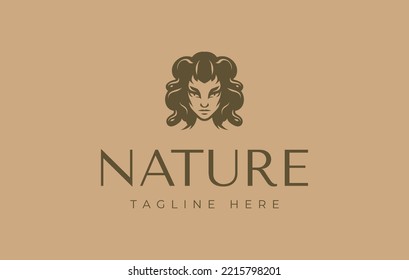 Snake Hair Woman Medusa Logo Design Template