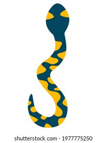Snake. Halloween and Floral design. Botanical element. Silhouette snake. Minimal snakes for logo, tattoo. Vector flat illustration.
