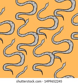 Snake hand draw seamless pattern . Design for fabric, paper, textile.