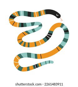 Snake hand drawn abstract african animal flat icon. Vector illustration