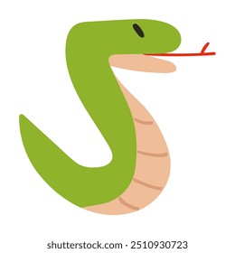 Snake. Hand drawn vector design. Vector flat illustration on white background. 