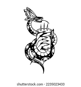 ilustración de la serpiente y del vector manual