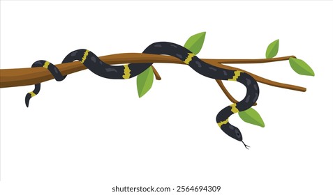 Snake hanging on a tree branch