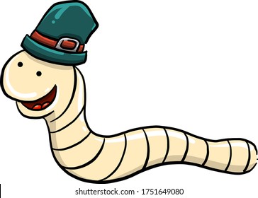 Snake with hat , illustration, vector on white background