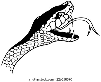 Snake Head - Black Tattoo Illustration, Vector