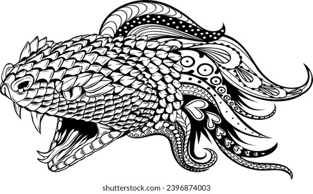 cabeza de serpiente en blanco y negro