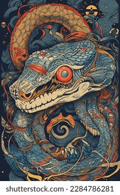 Snake head in chinese guochao style