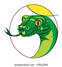 snake head, chinese zodiac sign isolated on white
