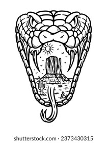 snake head with desert view
