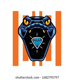 cabeza de serpiente con ilustración vectorial de diamante