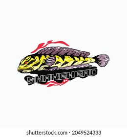 snake head fish masco logo concept