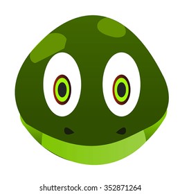 Snake Head - Green With Big Eyes Cartoon Vector