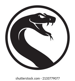 icono de cabeza de serpiente o logotipo en un círculo para la compañía, la comunidad y más