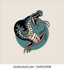 snake head tattoo vector design