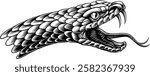 A snake head in a vintage woodcut engraved etching illustration style