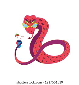 The snake holds a glass