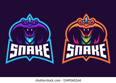 Snake with horn esport logo design awesome
