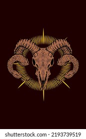 Snake horned goat vector illustration