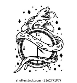 Snake Hour Illustration Vector Design