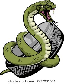 A snake ice hockey team cartoon animal sports mascot svg