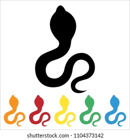 Snake icon, black silhouette on white background