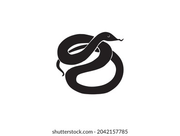 Snake Icon Black and White Vector Graphic
