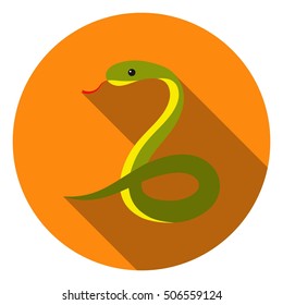 Snake icon in flat style isolated on white background. Animals symbol vector illustration.