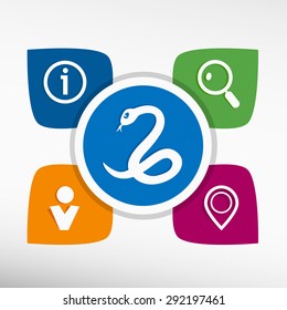 Snake icon  and icons set vector illustration. Modern Flat style 