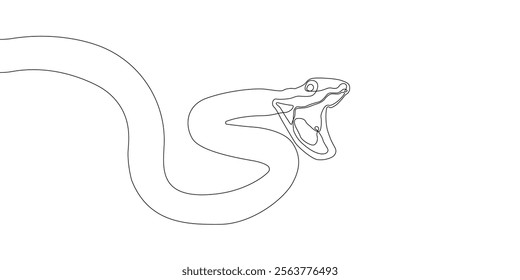 Snake icon line continuous drawing vector. One line Snake icon vector background. Snake icon. Continuous outline of a Snake icon.