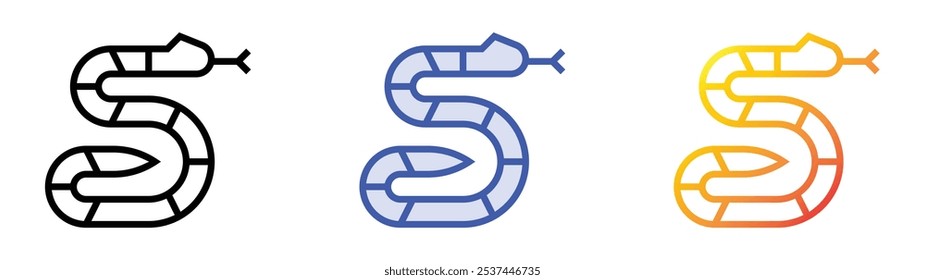 snake icon. Linear, Blue Fill and Gradient Style Design Isolated On White Background