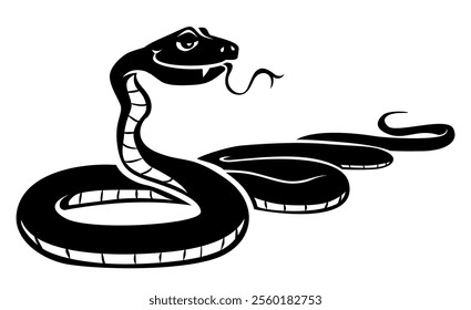 Snake icon or logo template in comic cartoon style. Vector on transparent background