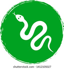 Snake icon on circle background. Vector illustration. 