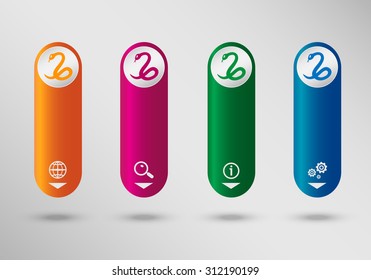 Snake icon  on vertical infographic design template, can be used for workflow layout, web design.