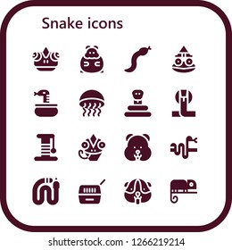  snake icon set. 16 filled snake icons. Simple modern icons about  - Chameleon, Hamster, Snake, Toad, Medusa, Cobra, Scratcher, Pet