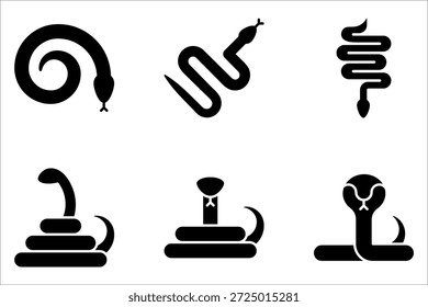 Colección del símbolo del sistema del icono de la serpiente en el fondo blanco