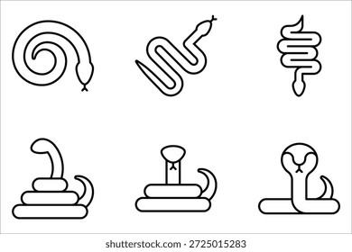 Colección del símbolo del sistema del icono de la serpiente en el fondo blanco