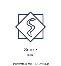 snake icon from signs outline collection. Thin line snake icon isolated on white background.