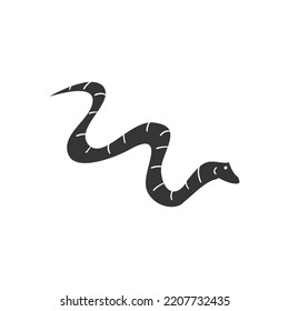 Snake Icon Silhouette Illustration. Reptile Vector Graphic Pictogram Symbol Clip Art. Doodle Sketch Black Sign.