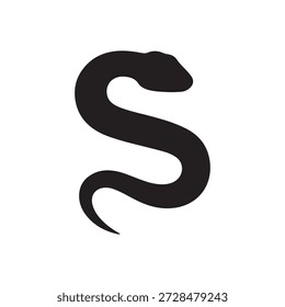 Icono de la Ilustración vectorial de la silueta del icono de la serpiente en el fondo blanco
