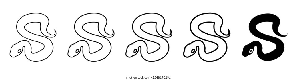 snake icon Simple thin line logo set