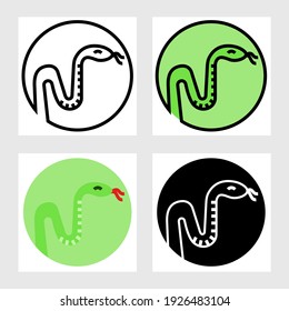 snake icon vector design in filled, thin line, outline and flat style.