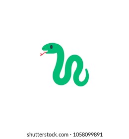 Snake icon. Vector green color snake icon