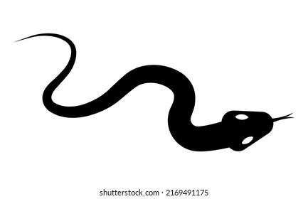Snake icon vector on white background. Snake venomous black silhouette. Vector 10 EPS.