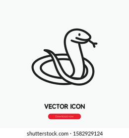 Snake icon vector. Snake symbol. Linear style sign for mobile concept and web design. Snake symbol illustration. Pixel vector graphics - Vector.