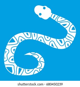 Snake icon white isolated on blue background vector illustration