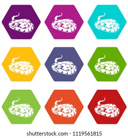 Snake icons 9 set coloful isolated on white for web