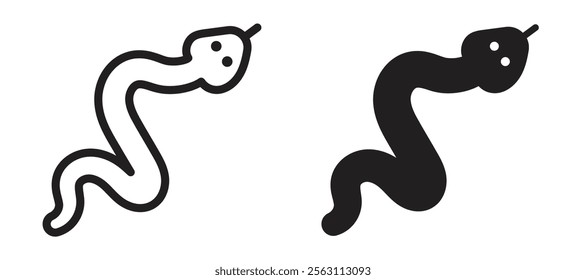 Snake icons in black line and filled versions