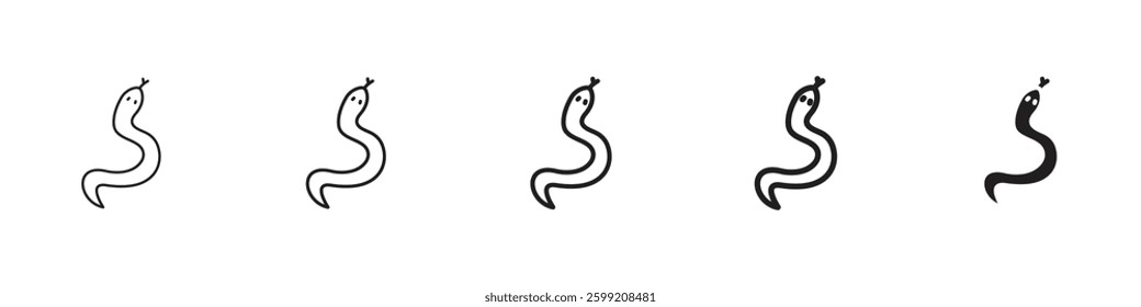 Snake icons in black outline, solid and colored style